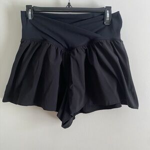Offline Aerie Black Crossover High Waisted Athletic activewear gym Shorts large